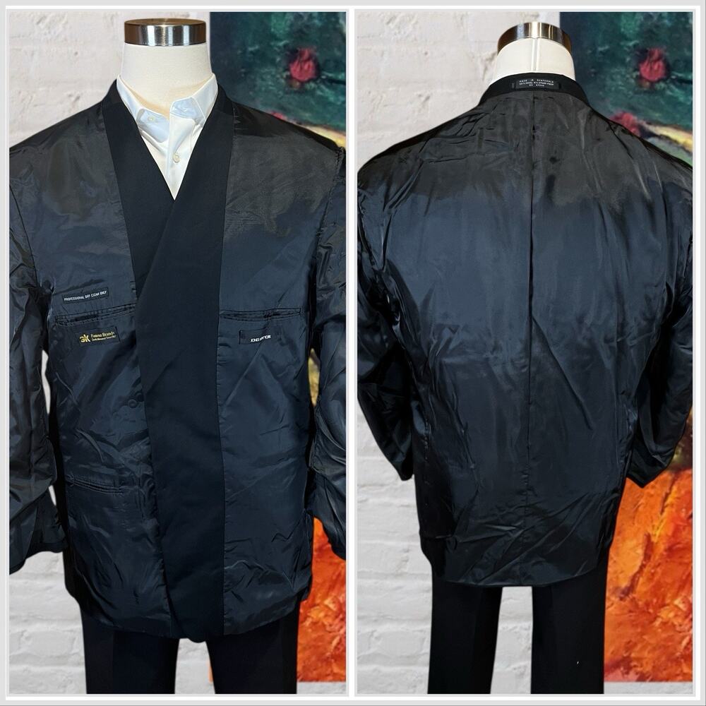 Jones New York Mens 46R Solid Black Blazer Sport Suit Jacket 3/2 Roll - Picture 7 of 15